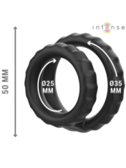 Intense - Anneau pénien double Dewey, silicone noir, modèle 2