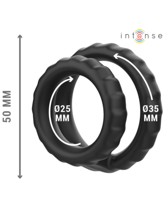 Intense - Anneau pénien double Dewey, silicone noir, modèle 2