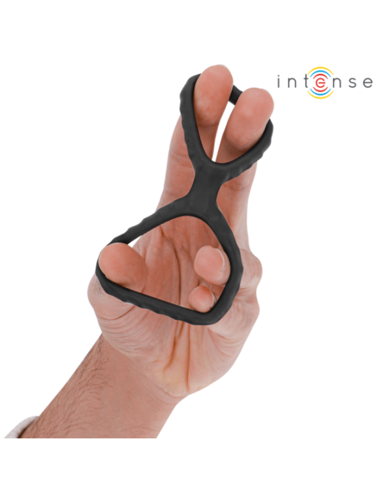 Intense - Anneau pénien double Dewey, silicone noir, modèle 2