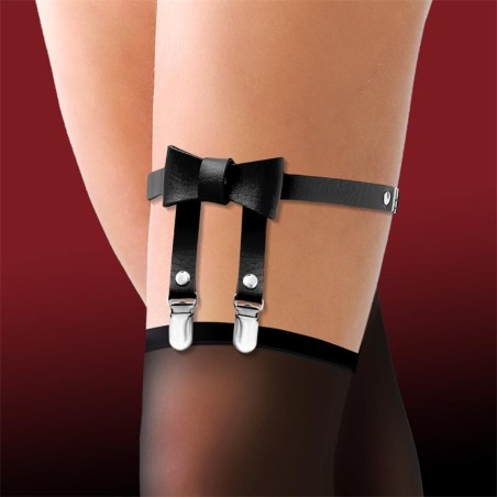 Jartière en similicuir avec nud  Taille unique