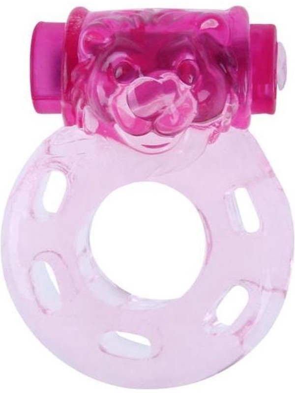 nounours anneau vibrant rose
