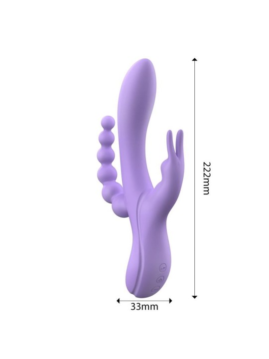 Vibrateur Lindsay avec chaîne anale  Silicone liquide, corps souple monobloc, double moteur