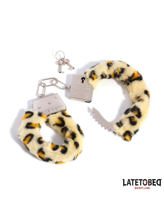 Menottes métalliques à fourrure  Motif léopard