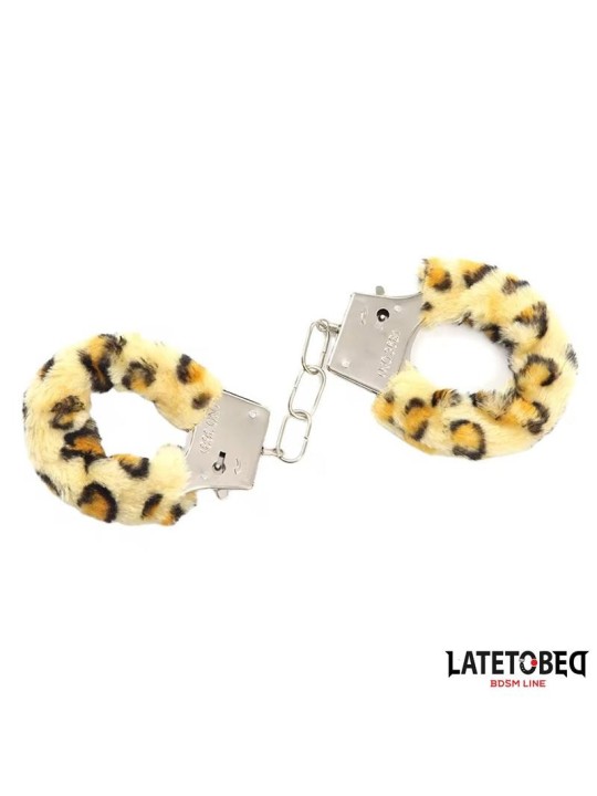 Menottes métalliques à fourrure  Motif léopard