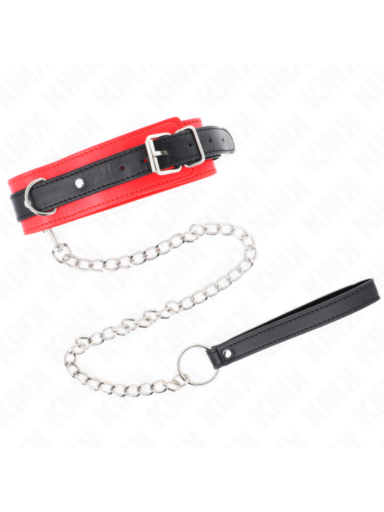 Collier avec laisse (65 cm), modèle basique n° 3 (rouge, 53 x 5 cm)