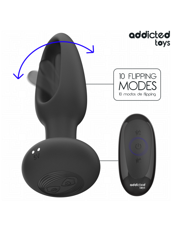 Plug anal avec languette vibrante et télécommande