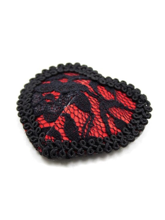 Cache-tétons en dentelle rouge/noir