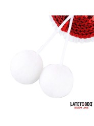 Cache-tétons à paillettes rouges et pompons blancs