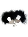 menottes poignés metal et plumes noires