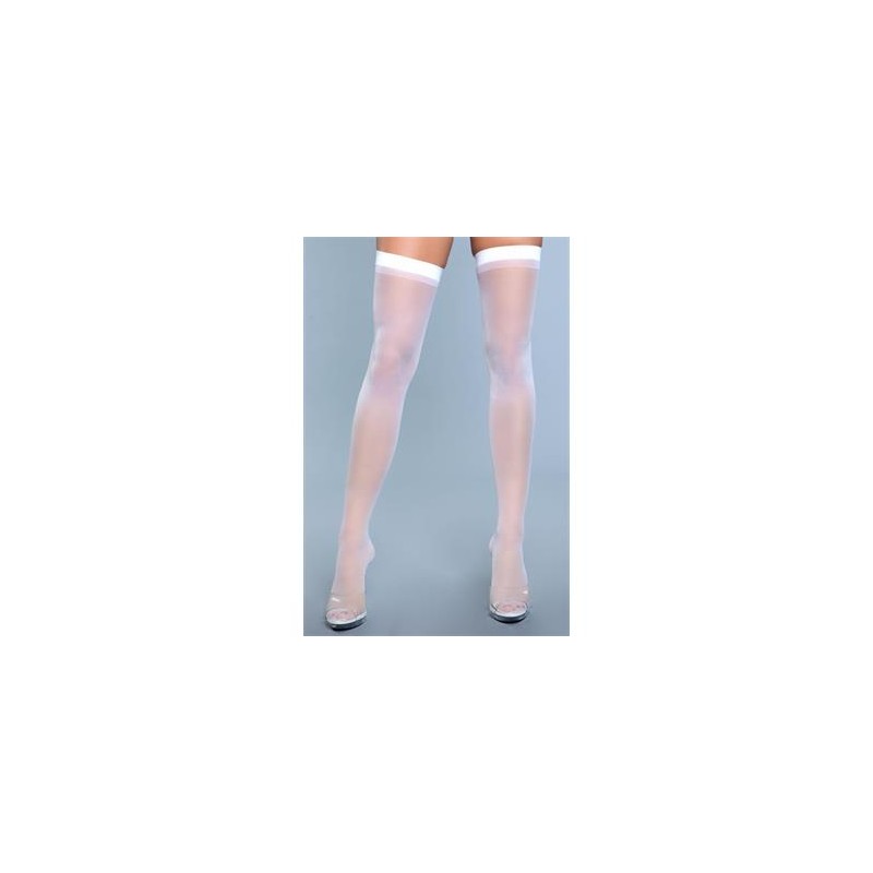 Bas top cuisses hauts blanc be wicked