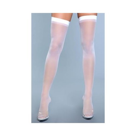 Bas top cuisses hauts blanc be wicked