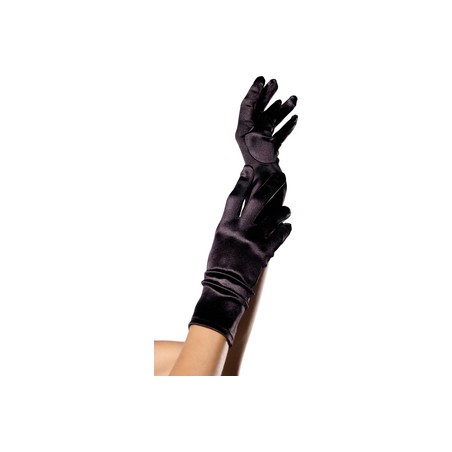 gants noir et court en satin leg avenue