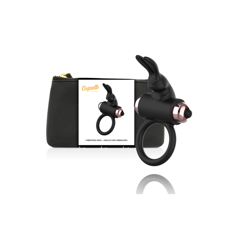 anneau vibrant lapin noir-or coquette