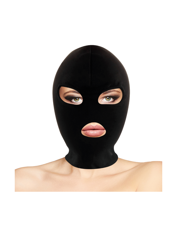 masque bdsm tissus 3 ouvertures noir